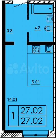 1-к. квартира, 27 м², 1/16 эт.