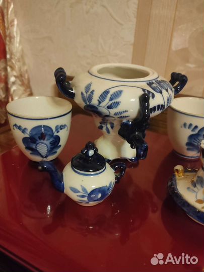 Гжель мини самовар с чайником