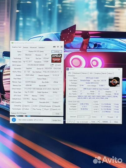 Игровой пк ryzen 5 2600/8GB+4GB видеокарта