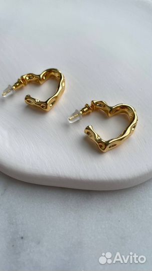 Серьги Сердца с позолотой 18 карат