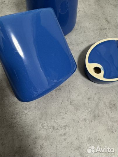 Набор для ванной и туалета керамика мыльница синий