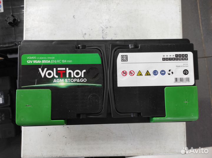 Аккумулятор 95Ач AGM Volthor 850A start-stop Topla