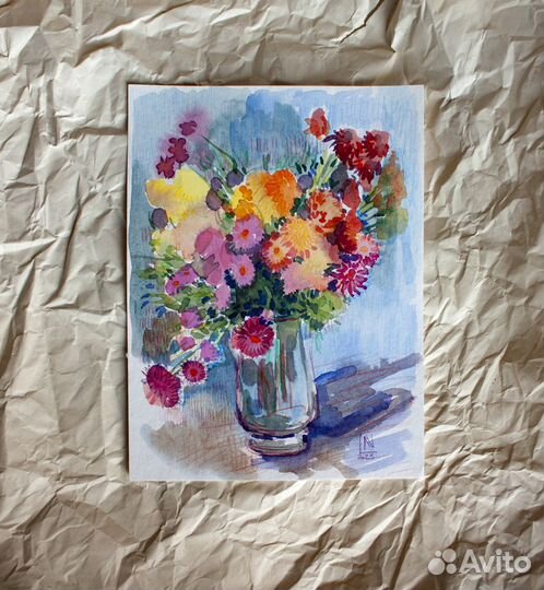 Акварельный рисунок. Осенние цветы