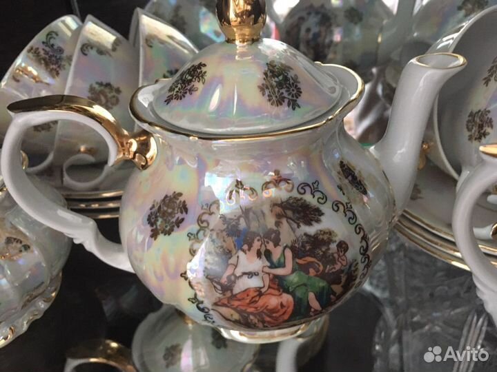 Чайно кофейный сервиз гдр с позолотой