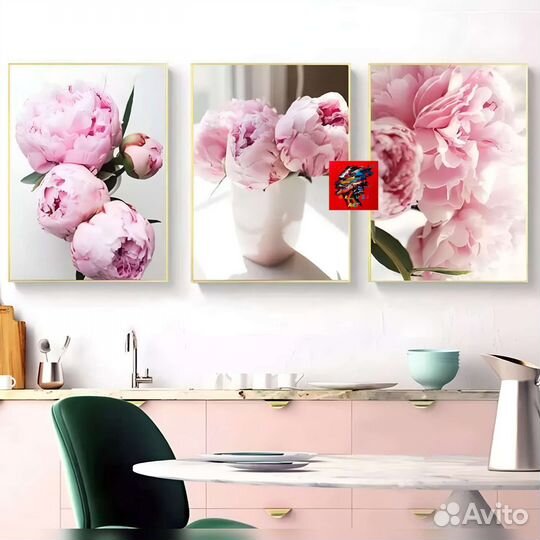 Современная картина цветы пионы