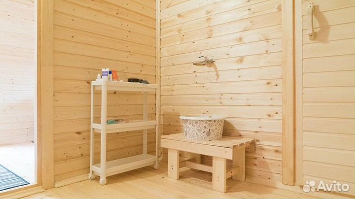 Каркасная готовая баня с верандой