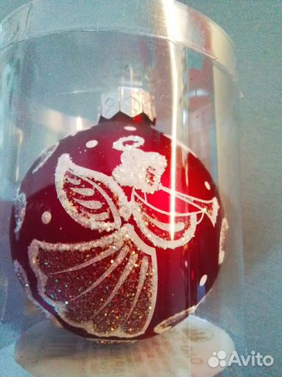 Ёлочный шар стекло, ручная роспись
