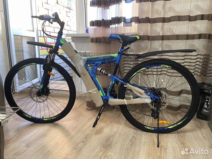 Велосипед stels Focus MD синий/неоновый зеленый