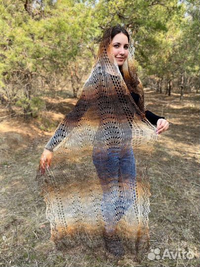 Палантин Ажурный пуховый из козьего пуха Подарок