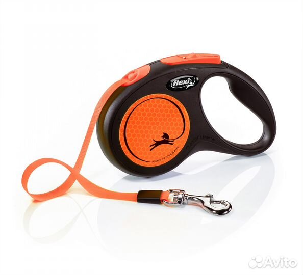 Рулетка Flexi (до 15кг) лента 5м, оранжевый неон