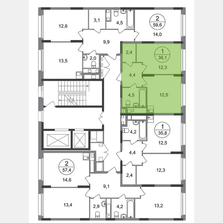 1-к. квартира, 36,1 м², 3/17 эт.