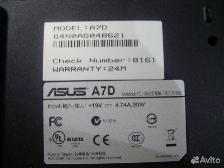 Ноутбук asus a7 в разборке с проблемами N1
