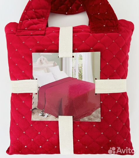 Набор покрывало + наволочка из велюра с пайетками