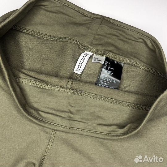 Леггинсы H&M лосины L хаки хлопковые