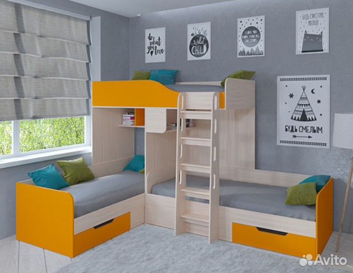 Кровать Трио Сонома/Голубой