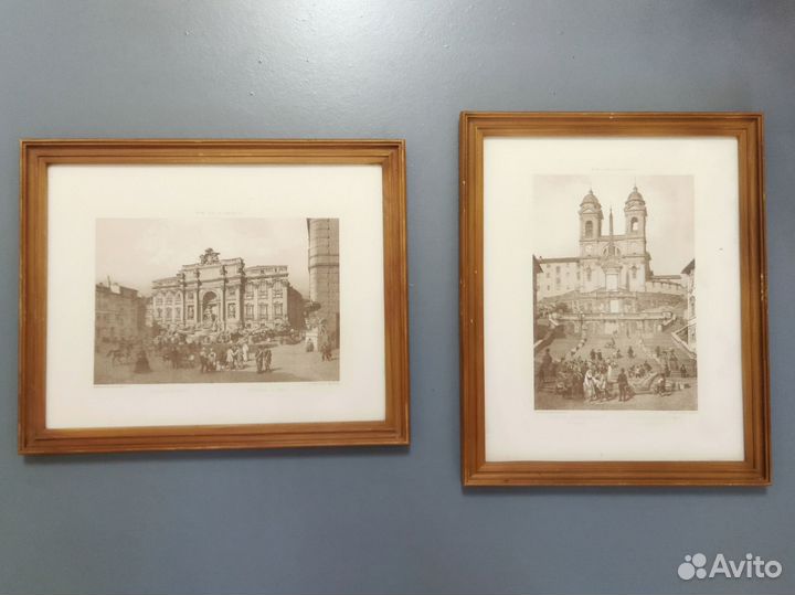 Картина Репродукция с видами Рима 19 век Гравюра