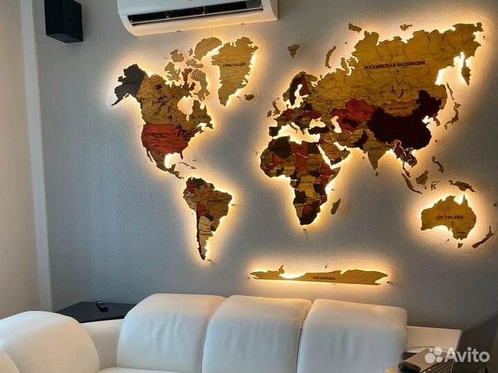 Карта мира из дерева Монтеверде Казань