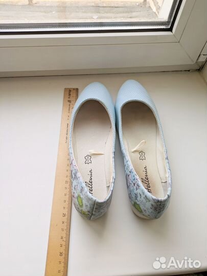 Балетки голубые 38