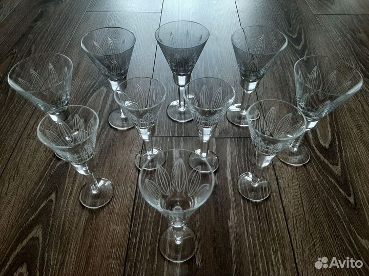 Хрусталь, фужеры Лотос,графин-штоф СССР