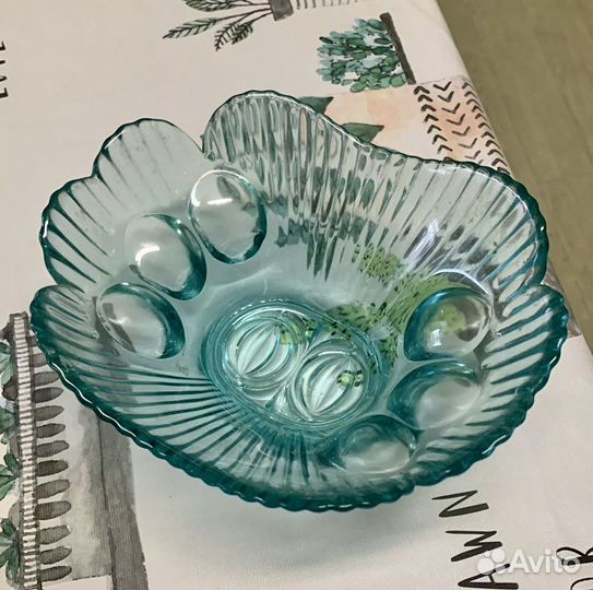 Ваза для фруктов цветное стекло СССР