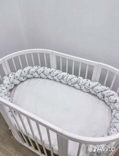 Бортик Косичка для новорожденного с подушкой