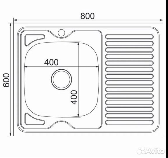 Мойка для кухни нержавейка накладная 60/80 (0.8)