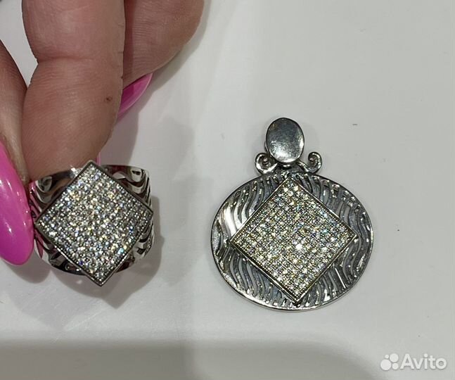 Подвеска-кулон и кольцо из серебра