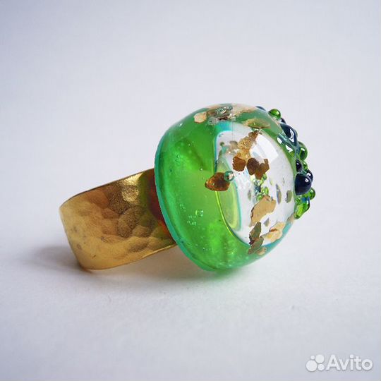 Кольцо с муранским стеклом авторское