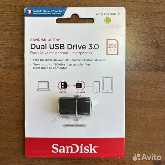 Флешка micro-usb SanDisk Ultra Dual 256GB