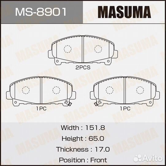 Колодки тормозные дисковые Masuma MS-8901