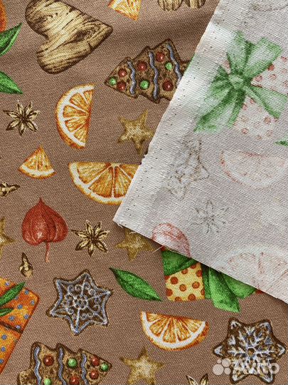 Ткань для шитья Новогодняя Рогожка