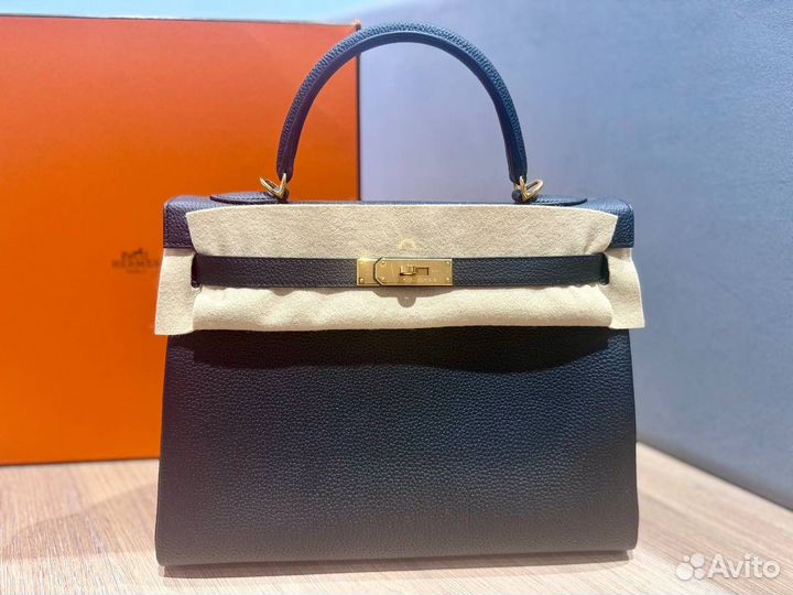 Сумка hermes kelly 32 Togo Черная с золотом