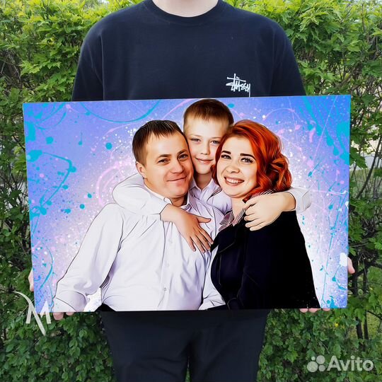 Портрет по фото на холсте. Печать фото на холсте