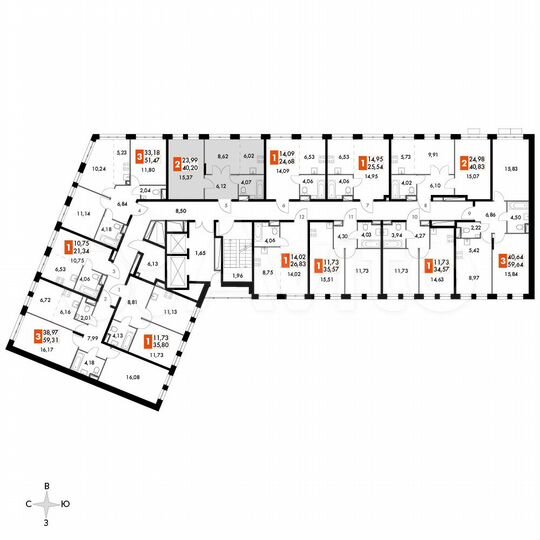 2-к. апартаменты, 40,2 м², 7/15 эт.