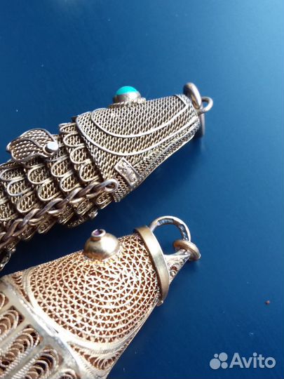 Подвески Рыбы серебро 800 экспортный Китай Италия