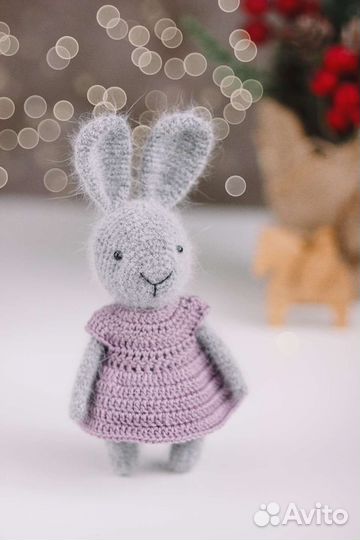 Зайка, заяц вязаный, ручная работа, игрушки