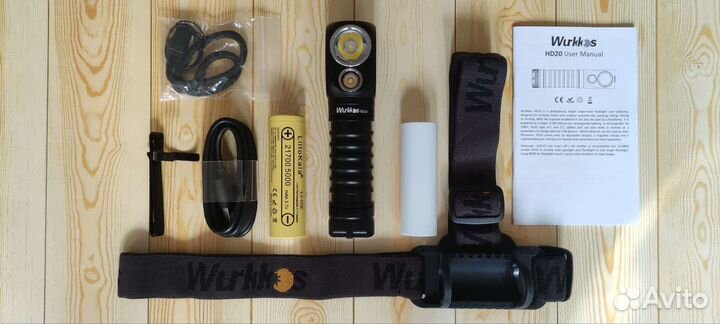 Wurkkos HD20 5000K (белый) + акб 21700 5000mAh