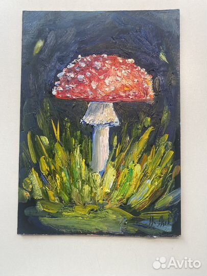 Картина маслом мухомор