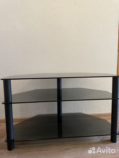 Стеклянная угловая тумба под телевизор и акустику