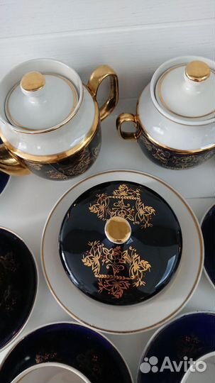 Кобальтовый чайный сервиз завода Довбыш СССР