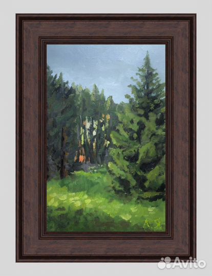 Картина маслом «Вечерний лес»