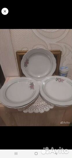 Тарелка Незабудки, 8 штук блюдца дулево