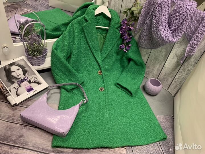 Пальто ярко зеленое Teddy новое