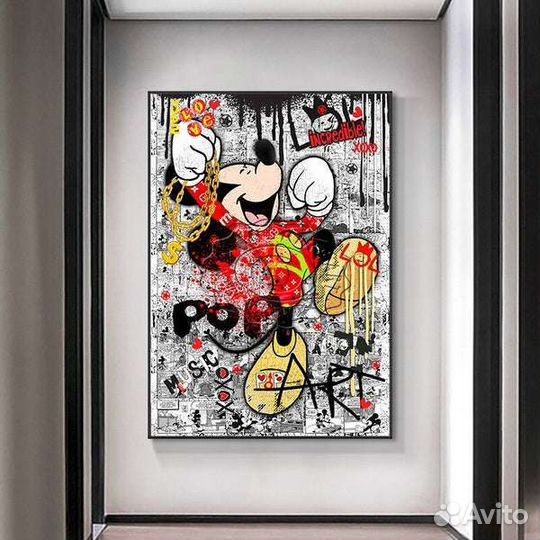 Картина маслом ручной работы Микки Маус