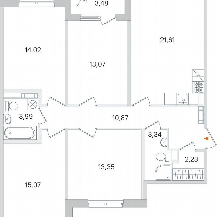 4-к. квартира, 99,3 м², 2/4 эт.