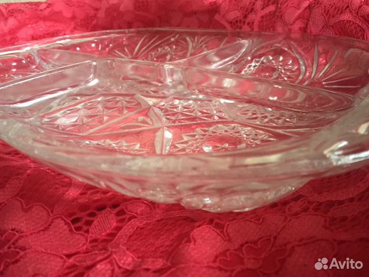 Менажница хрустальная 4 секции, СССР, ретро