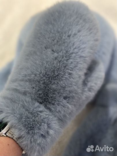 Варежки и шапка ушанка из экомеха норки