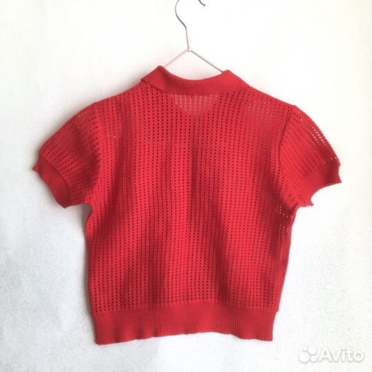 Кроп топ женский на пуговицах красный винтаж