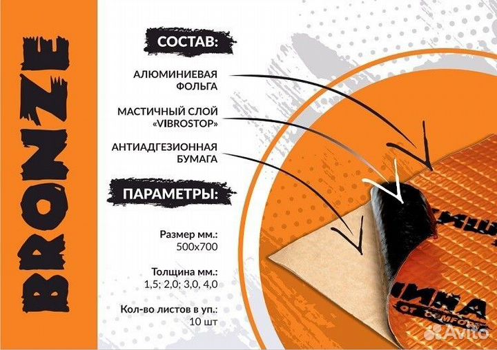 Шумоизоляция Тишина Comfort mat Bronze 4 (50х70см)