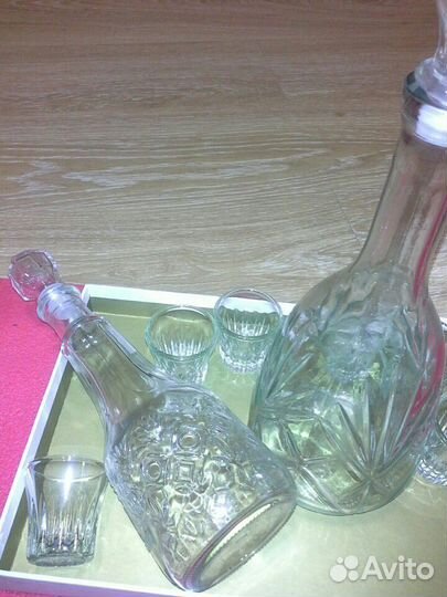 Графины, стопки, вазы д/фруктов, кувшин и стаканы